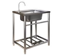 KANBUN Lavello in Acciaio Inossidabile Commerciale unità Singola unità Indipendente con Scarico e scaffali di stoccaggio Tubo di drenaggio del Rubinetto per Il Bagno per Il Bagno per Il Bagno (Colo