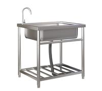 KANBUN Lavello in Acciaio Inossidabile Commerciale unità Singola unità Indipendente con Scarico e scaffali di stoccaggio Tubo di drenaggio del Rubinetto per Il Bagno per Il Bagno per Il Bagno (Colo