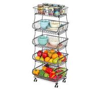 KANBUN Porta in cucina Cesto di stoccaggio di frutta a 5 livelli, carrello da cucina a rotola