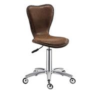 KANBUN Sedia girevole per trucco per salone di bellezza regolabile 42-56 cm retrò, con superficie della sedia posteriore PU e circostanza di rivetti in metallo (colore: marrone)