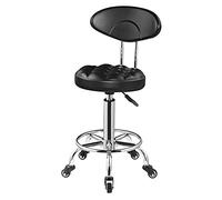 KANBUN Sorderia ergonomica schiera rotolante sedia da bar regolabile per la cucina del salone di bellezza, con poggiapiedi e 5 artigli ruote (colore: nero)