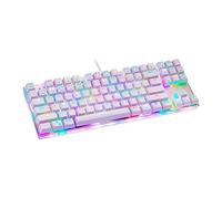 KANBUN Tastiera da gioco meccanica, 87 tasti, tastiera cablata retroilluminata arcobaleno LED RGB per PC/giocatore, bianco