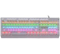 KANBUN Tastiera, Tastiera Antispruzzo Tastiera da Gioco a 104 Tasti, Tastiera Retroilluminata Arcobaleno Cablata con Interruttori Blu, Tastiera Standard ergonomica per Desktop (Colore : Bianca)