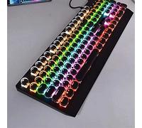 KANBUN Tastiera, Tastiera Antispruzzo Tastiera da Gioco a 104 Tasti, Tastiera Retroilluminata Arcobaleno Cablata con Interruttori Blu, Tastiera Standard ergonomica per Desktop (Colore : Nero)