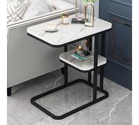 KANBUN Tavolo laterale a forma di C per divano, moderni tavoli da soggiorno, scivolo sotto il tavolo del divano, tavoli da fine camera da letto, tavolo della stanza di rottura con robusto telaio in