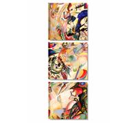 Kandinsky - Tre Quadri Moderni Astratti Stampa su Tela Soggiorno Cucina 25x25