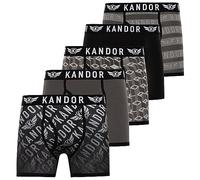 Kandor Boxer da Uomo in Cotone - Confezione da 5, Set di Mutande da Uomo Colorate, Nere e Colorate, Biancheria Intima da Uomo Elasticizzata in Morbido Cotone, Boxer con Elastico in Vita