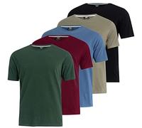 Kandor, Confezione da 5 magliette da uomo, classiche e casual, a girocollo, in tinta unita, in 100% cotone, adatte per palestra e lavoro, XL
