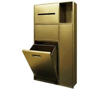 Kanduo Nicchia da incasso in acciaio inossidabile, supporto for doccia con scopino for WC, supporto for riporre oggetti con pattumiera for il bagno(Gold)
