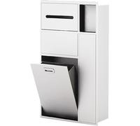 Kanduo Nicchia da incasso in acciaio inossidabile, supporto for doccia con scopino for WC, supporto for riporre oggetti con pattumiera for il bagno(White)