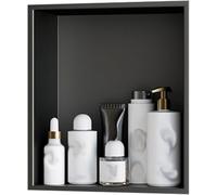 Kanduo Nicchia in acciaio inossidabile, nessuna piastrella richiesta, nicchie con ripiani, nicchie for il bagno, for soggiorno, cucine, aree pubbliche(Black,32x32cm)