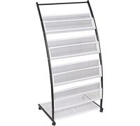 Kanduo Riviste a Pavimento Portariviste da Terra, Portalettere in Rete a 5 Ripiani, Espositore for Volantini for Biblioteca/Aeroporto con Pulegge Supporto da Pavimento