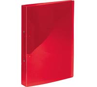 Kangaro - Raccoglitore ad anelli, formato A4, 2 anelli, meccanismo a O, capacità 25 mm, materiale PP, colore rosso trasparente