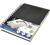 Kangaro - Taccuino con rilegatura a spirale, formato A5, copertina in lino, 80 fogli, 140 g, colore: bianco panna