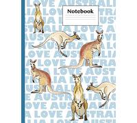 Kangaroo Notebook: 8.5" x 11" - 120 page Blank Lined Pages Notebook Love Australia Text and Kangaroos for Boys and Girls