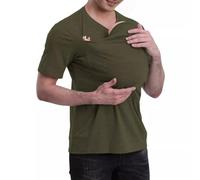 Kangaroo Shirt for Dad And Baby, V Neck Short Sleeve Kangaroo T Shirt, Men And Women's Baby Carrier Camisa (Green Male,M)