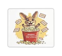 Kangas, tappetino per il mouse con secchiello per popcorn in stile cartone animato, divertente design colorato con popcorn volanti, bordo cucito, per casa e ufficio, tappetino per mouse antiscivolo