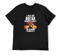KANGEKAOYU Guitar I Play The Guitar Because I Like It, Not Because I'm Good At It Print Unisex T-Shirts Men Tee Cotton Tops Black Shirt M
