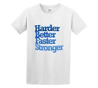 KANGEKAOYU Harder Better Faster Strongers Print Unisex T-Shirts Men Tee Cotton Tops White Shirt S