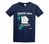 KANGEKAOYU Hardwell Encoded Print Unisex T-Shirts Men Tee Cotton Tops Navy Shirt 3XL