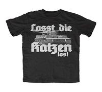 KANGEKAOYU Lasst Die Katzen Los Print Unisex T-Shirts Men Tee Cotton Tops Black Shirt S
