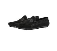 Kanggrei Mocassini da Guida da Uomo Dettagli Cuciture in Ecopelle Tomaia in Pelle Scamosciata Suola in Gomma Antiscivolo Tacco Piatto Flessibile Mocassino Slip-on Classico Casual (Color : Nero, Size