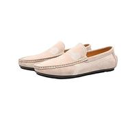 Kanggrei Mocassini da Guida da Uomo Dettagli Cuciture in Ecopelle Tomaia in Pelle Scamosciata Suola in Gomma Antiscivolo Tacco Piatto Flessibile Mocassino Slip-on Classico Casual (Color : Beige, Siz