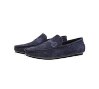 Kanggrei Mocassini da Guida da Uomo Dettagli Cuciture in Ecopelle Tomaia in Pelle Scamosciata Suola in Gomma Antiscivolo Tacco Piatto Flessibile Mocassino Slip-on Classico Casual (Color : Blu, Size