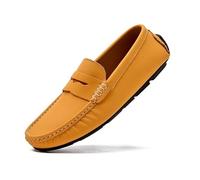 Kanggrei Mocassini da Uomo con Punta Tonda, in Pelle Nabuk, Penny Driving, Flessibili, con Tacco Piatto, Comodi e Classici da Esterno(Yellow,43 EU)
