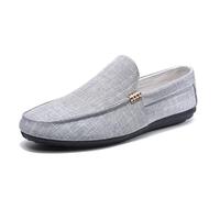 Kanggrei Mocassini da Uomo con Punta Tonda, Scarpe in Tessuto, Mocassini con Tacco Piatto, Comodi for Matrimoni e Feste(Grey,40 EU)