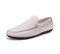 Kanggrei Mocassini da Uomo con Punta Tonda, Scarpe in Tessuto, Mocassini con Tacco Piatto, Comodi for Matrimoni e Feste(Beige,44 EU)