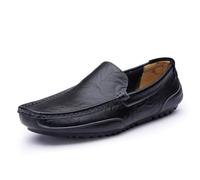 Kanggrei Mocassini da uomo in pelle PU con punta quadrata, stile mocassino slip-on, flessibili, antiscivolo, comodi e alla moda.(Nero,41 EU)