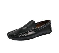 Kanggrei Mocassini da uomo, slip-on, punta tonda, tinta unita, in pelle vegana, scarpe classiche da passeggio(Nero,44 EU)