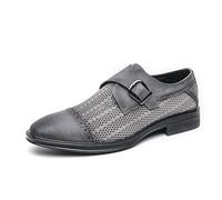 Kanggrei Mocassini Eleganti da Uomo, con Cinturino alla navata, con Punta a Cappuccio, Slip-on, Traforati, Scarpe Oxford, Business Casual, Ufficio, Matrimonio, Scarpe Formali(Gray,44.5 EU)