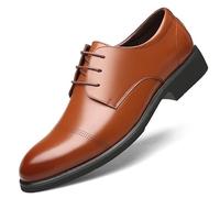Kanggrei Scarpe con Rialzo Rialzate Oxford Traspiranti da Uomo 2,4 Pollici più Alte, Oxford Stringate in Pelle con Punta 2,4 Pollici più Alte(Color:Marrone,Size:43 EU)