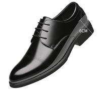 Kanggrei Scarpe con Rialzo Rialzate Oxford Traspiranti da Uomo 2,4 Pollici più Alte, Oxford Stringate in Pelle con Punta 2,4 Pollici più Alte(Color:Black Taller,Size:42 EU)