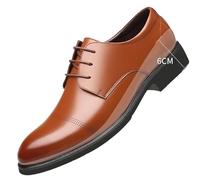 Kanggrei Scarpe con Rialzo Rialzate Oxford Traspiranti da Uomo 2,4 Pollici più Alte, Oxford Stringate in Pelle con Punta 2,4 Pollici più Alte(Color:Brown Taller,Size:43 EU)