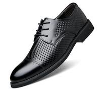 Kanggrei Scarpe con Rialzo Rialzate Oxford Traspiranti da Uomo 2,4 Pollici più Alte, Oxford Stringate in Pelle con Punta 2,4 Pollici più Alte(Color:Hollow Black,Size:41 EU)