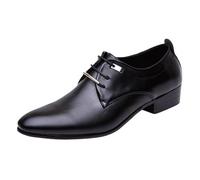 Kanggrei Scarpe Eleganti da Uomo con Lacci, Punta brunita, Scarpe Derby in Pelle PU, Classiche, alla Moda(Nero,40 EU)