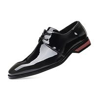 Kanggrei Scarpe Eleganti da Uomo con Punta Quadrata, Stringate, in Similpelle, Modello Derby(Grey,43 EU)