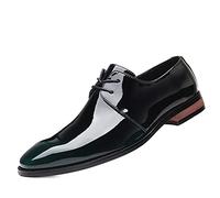 Kanggrei Scarpe Eleganti da Uomo con Punta Quadrata, Stringate, in Similpelle, Modello Derby(Verde,45 EU)