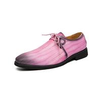 Kanggrei Scarpe Eleganti da Uomo Scarpe Derby con Punta brunita Nera Scarpe Classiche da Uomo Oxford Formali da Uomo con Lacci in Pelle PU(Color:Rosa,Size:42 EU)
