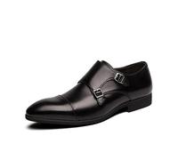 Kanggrei Scarpe Eleganti da Uomo Scarpe Formali Classiche Oxford da Uomo Punta Bicolore con Cinturino Doppio Monaco Slip On in Pelle PU da Esterno(Color:Nero,Size:44 EU)
