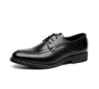 Kanggrei Scarpe Eleganti da Uomo, Stringate, a Punta, in Pelle vegana, con Punta a Grembiule, Scarpe Derby da Lavoro(Nero,42 EU)