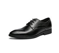 Kanggrei Scarpe Eleganti Oxford da Uomo con Lacci, Punta brunita, Scarpe Derby in Pelle vegana(Nero,42 EU)