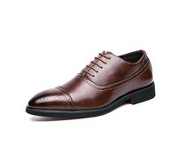 Kanggrei Scarpe Oxford Eleganti da Uomo, con Lacci, Punta brunita, in Pelle vegana, con Punta a Punta, da Sposa(Marrone,46 EU)