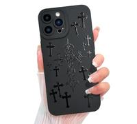 KANGHAR for iPhone 14 Pro Max Case Aesthetic Blessed Cross Jesus Christian Goth Designed for Women Girls Men, Full Camera Protection Slim Fit Soft TPU Shockproof Protective Cover - Black