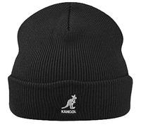 Kangol Berretto Pull On in maglia acrilica con risvolto, logo frontale a contrasto, Unisex, Nero