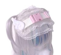 KANGQL Fascia per capelli, bianca, da donna, accessorio per capelli, gotico, in pizzo, per costume da cameriera, cosplay, colore rosa e bianco
