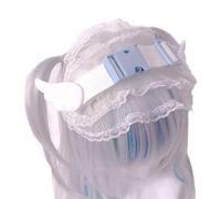 KANGQL Fascia per capelli, bianca, da donna, accessorio per capelli, gotico, in pizzo, per costume da cameriera, cosplay, colore: blu e bianco